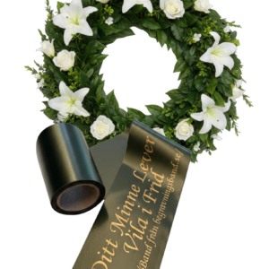 satinband med blomkrans