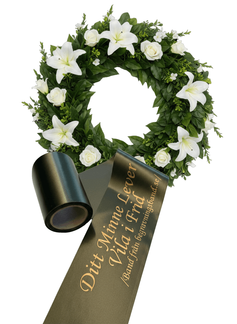 satinband med blomkrans