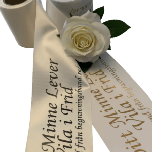 Kransband med text för blommor