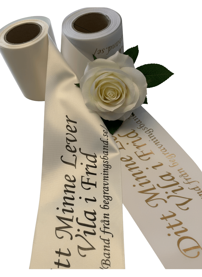 Kransband med text för blommor